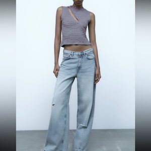 Zara Textured Cut Out Top
